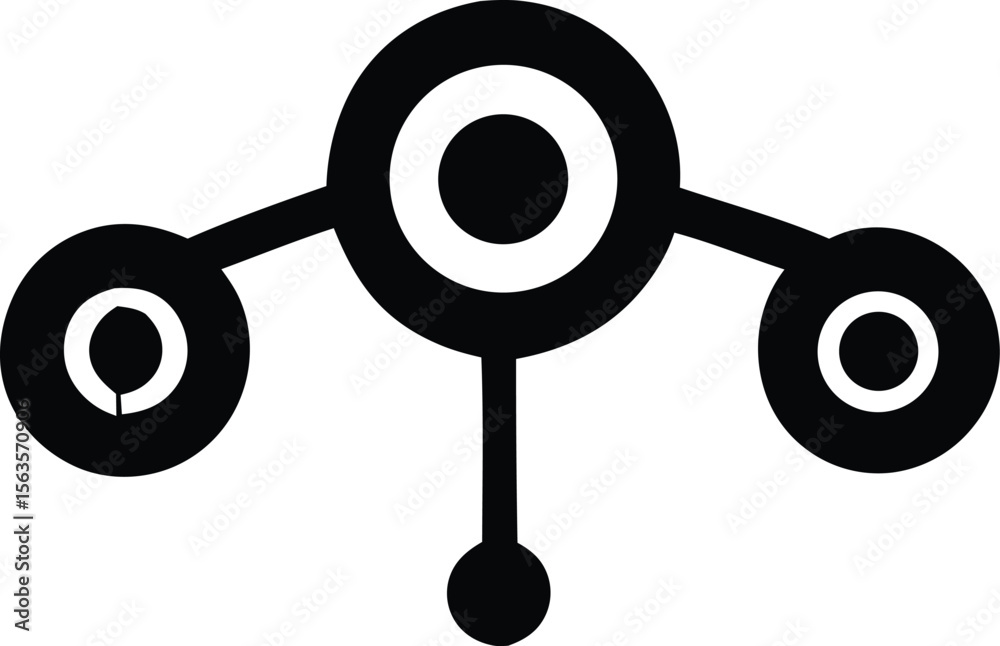 Poster abstract geometric symbol featuring concentric circles connected by lines evoking a sense of connect