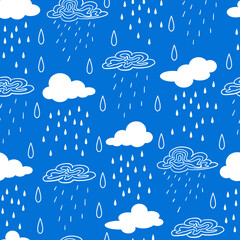 Blue Mood Drizzling Delight Rain Season Pattern can be use for background, apparel, and template design