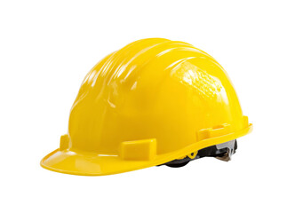 Bright yellow hard hat safety equipment construction worker, Isolated On Transparent Background, Png Cut Out