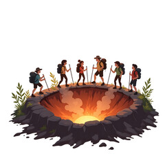 Crater Edge Exploration in Cartoon Scene