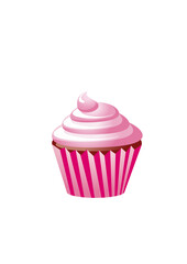 Pink muffin with whipped cream
