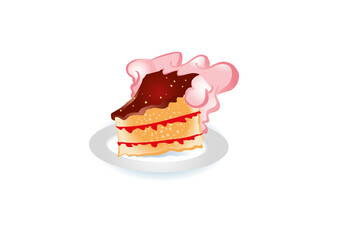 Delicious cake with berries, whipped cream and chocolate