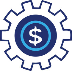Stylized gear with dollar sign symbolizing financial mechanics and economic operations