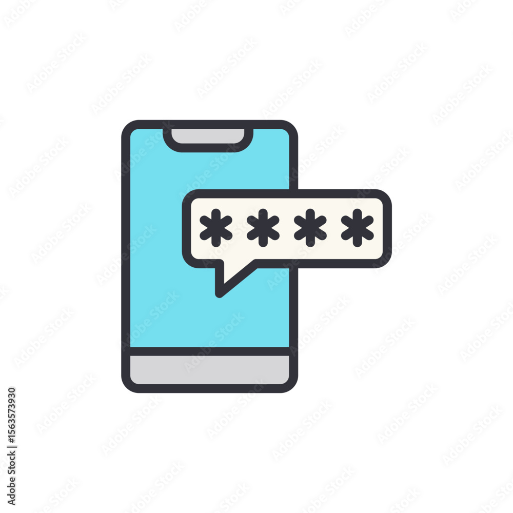 Poster cellular device security pin code message display icon style