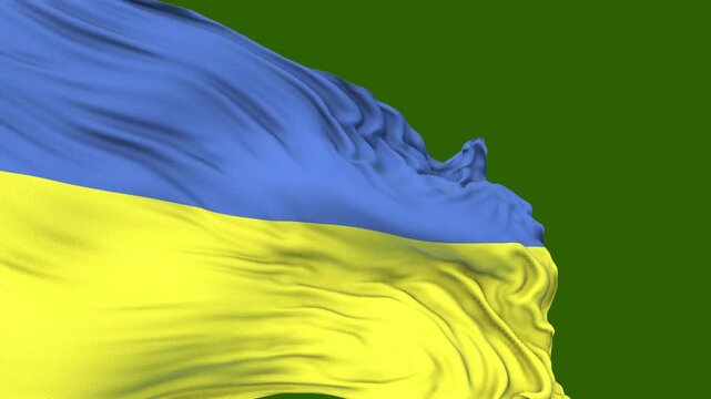 flag of ukraine. close up of the Ukrainian flag blowing in the wind. Ukrainian flag loop. green screen - Powered by Adobe