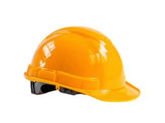 Bright yellow hard hat safety equipment construction worker, Isolated On Transparent Background, Png Cut Out