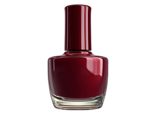 Elegant dark red nail polish bottle isolated on black background, Isolated On Transparent Background, Png Cut Out