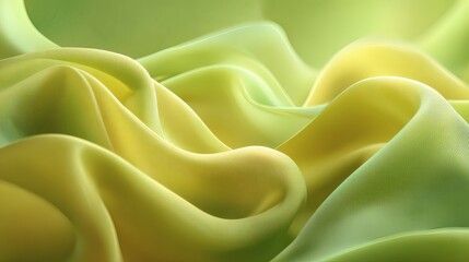 Light green and sunshine yellow flowing fabric, abstract motion with smooth folds and natural lighting. Seamless background with a soft, warm mood. 