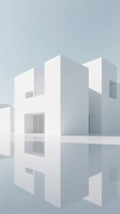 Fototapeta premium Abstract Architectural Forms with Reflection on Smooth Surface