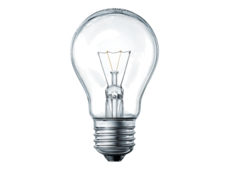 Illuminated light bulb on black background idea concept, Isolated On Transparent Background, Png Cut Out
