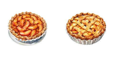 peach cobbler watercolor vector illustration