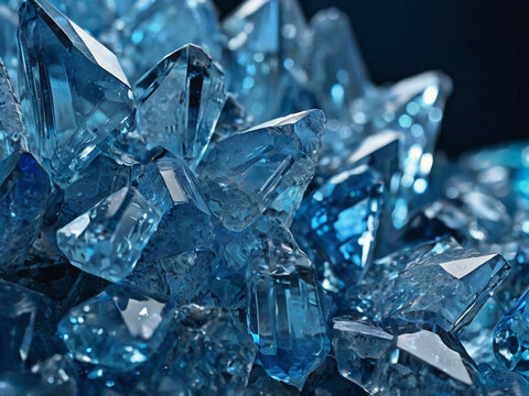 Blue crystal cluster sparkling light blue crystals faceted