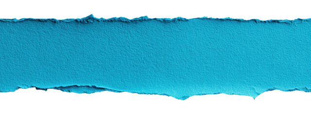 Blue Torn Ripped Paper Border Isolated on Transparent Background