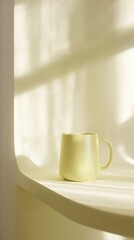 Light yellow mug on shelf