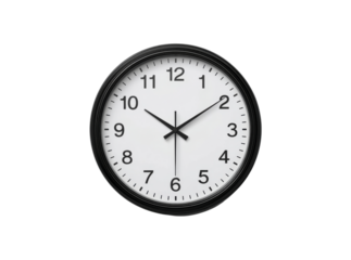 Simple black and white wall clock time management concept, Isolated On Transparent Background, Png Cut Out