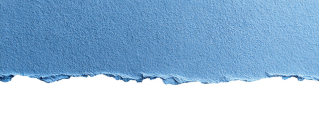 Blue Torn Ripped Paper Border Isolated on Transparent Background