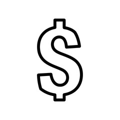 Naklejka premium Dollar sign symbol in minimalistic black outline design 