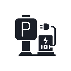 Illustration of electric vehicle charging station icon for ev parking and renewable energy infrastructure design needs now vector