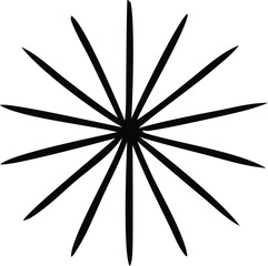 A stark black abstract starburst pattern with sharp pointed rays emanating from a central dark core against a white background