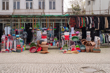 Retail trade of household goods and clothing in the market in Georgia
