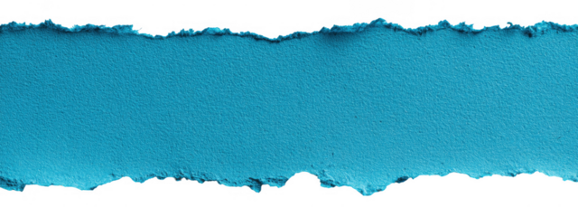 Blue Torn Ripped Paper Border Isolated on Transparent Background