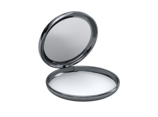 Elegant compact mirror with powder makeup case, Isolated On Transparent Background, Png Cut Out