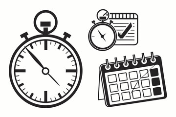 Fototapeta premium time-tracking-and-scheduling---black-icons-