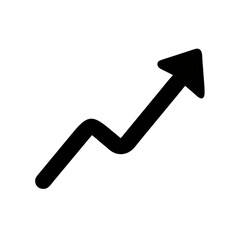 White line graph arrow trending upwards isolated on transparent background