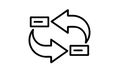  simple symbol of two connected rectangles and arrows showing  business process