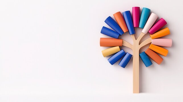 International literacy day concept with tree with books like leaves. Literacy education knowledge concept with color books on tree on white background focus cover all object. Celebrating