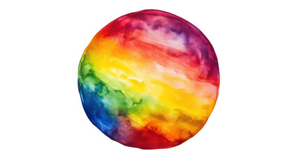 Vibrant watercolor sphere radiating colors reminiscent of a sunset over the horizon in an artistic expression of creativity and imagination on transparent background