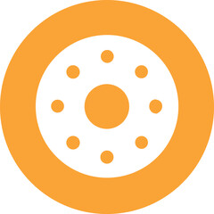 Stylized orange circular icon with inner dots representing technology or data transmission