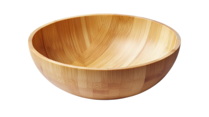 Crafted from bamboo, this exquisite bowl showcases natural elegance ideal for serving salads or snacks during gatherings at home on transparent background