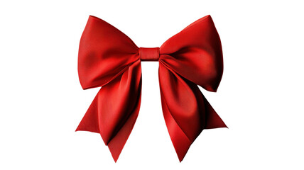 Bright red bow with elegant silk texture perfect for festive occasions and gift wrapping displays in a charming holiday setting on transparent background
