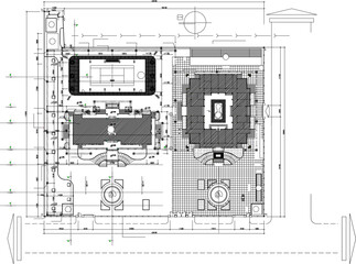 The drawing is a floor plan of the garden area for an office building construction project 