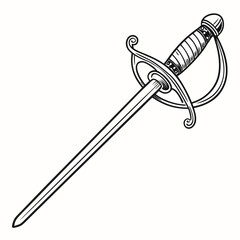 Ornate rapier sword with detailed hilt and blade fencing historical