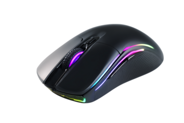 RGB gaming mouse on black background