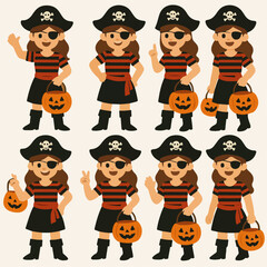 Girl pirate halloween costume characters