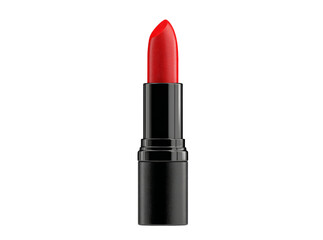 Obraz premium Classic red lipstick black tube beauty product, Isolated On Transparent Background, Png Cut Out