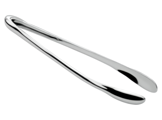 Elegant chrome serving tongs modern kitchen utensil, Isolated On Transparent Background, Png Cut Out