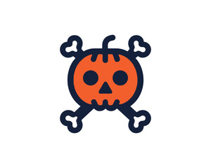 Obraz premium Halloween pumpkin skull and crossbones icon