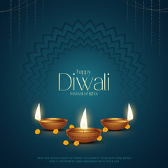 Happy Diwali - festival of lights colorful poster template design with decorative diya lamp. vector illustration.  Indian festival of lights Happy Diwali, holiday Background, Diwali celebration.
