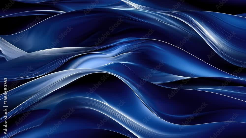 Poster fluid blue patterns intertwine and flow smoothly, creating an enchanting atmosphere filled with dept