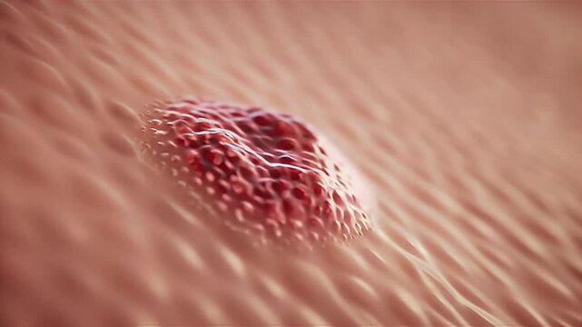 Close Up of Raised Red Mole on Skin Surface Highlighting Textural Details for Medical Visual Aids