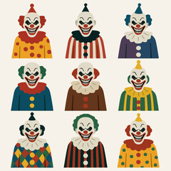 Scary clown character set