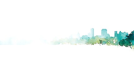 Watercolor cityscape skyline