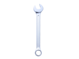 Silver open end wrench isolated on black background tool repair mechanic, Isolated On Transparent Background, Png Cut Out