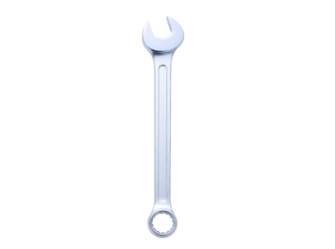 Silver open end wrench isolated on black background tool repair mechanic, Isolated On Transparent Background, Png Cut Out