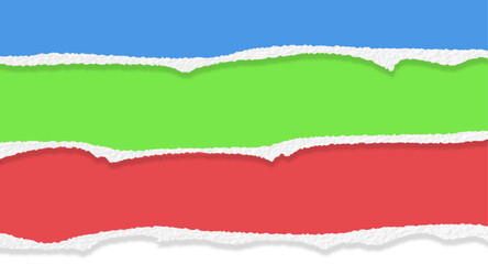torn paper, paper edge, blue, green, red