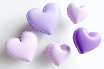 Colorful Heart-Shaped Cushions in Soft Pastel Shades Purple Pink and Lavender for Romantic Decor and Cozy Home Accents